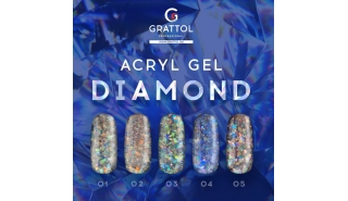 Grattol Acryl Gel Diamond 01 - Акрил-гель c крупным глиттером, 30 ml