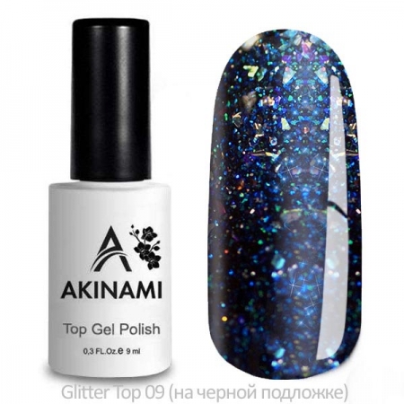Akinami Glitter Top Gel 9 - ТОП с мерцанием , 9 ml