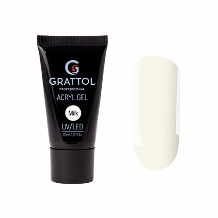 Grattol Acryl Gel Milk - Акрил-гель молочный для моделирования, 30 ml