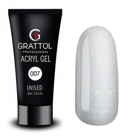 Grattol Acryl Gel Glitter 07 - Акрил-гель c глиттером для моделирования, 30 ml