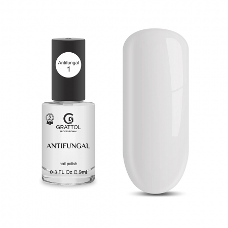 Grattol Antifungal Nail Polish 01 - Лак для ногтей, сушка без лампы, 9ml